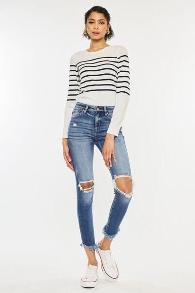 Kancan Distressed Ankle Skinny Denim - Klazzi Fashion Boutique