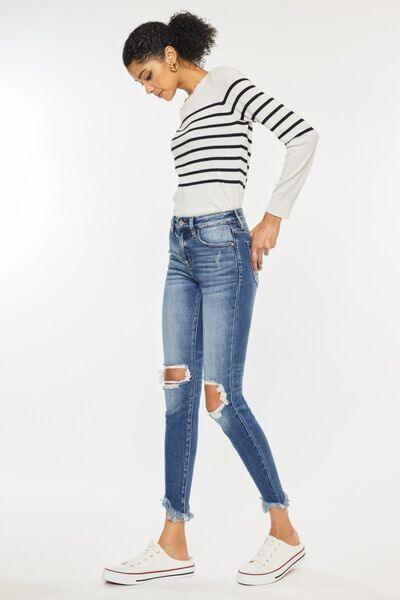 Kancan Distressed Ankle Skinny Denim - Klazzi Fashion Boutique