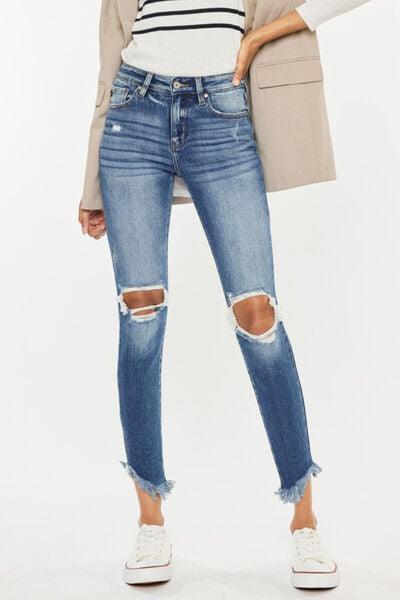 Kancan Distressed Ankle Skinny Denim - Klazzi Fashion Boutique