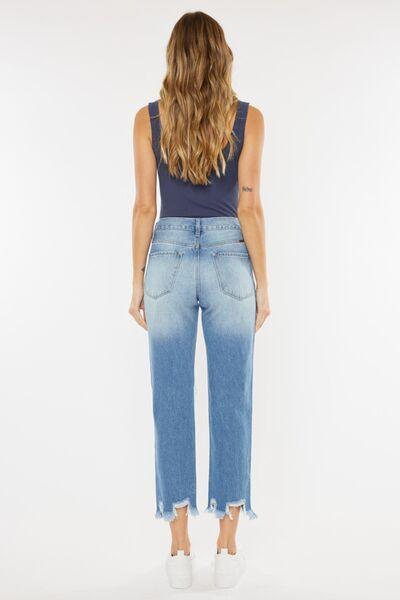 Kancan High Waist Chewed Up Straight Denim - Klazzi Fashion Boutique