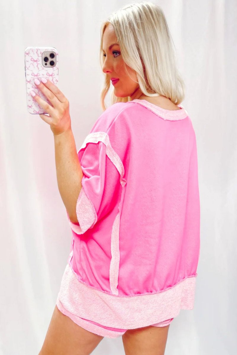 Kandance Pink Half Sleeve Top and Shorts Set - Klazzi Fashion Boutique