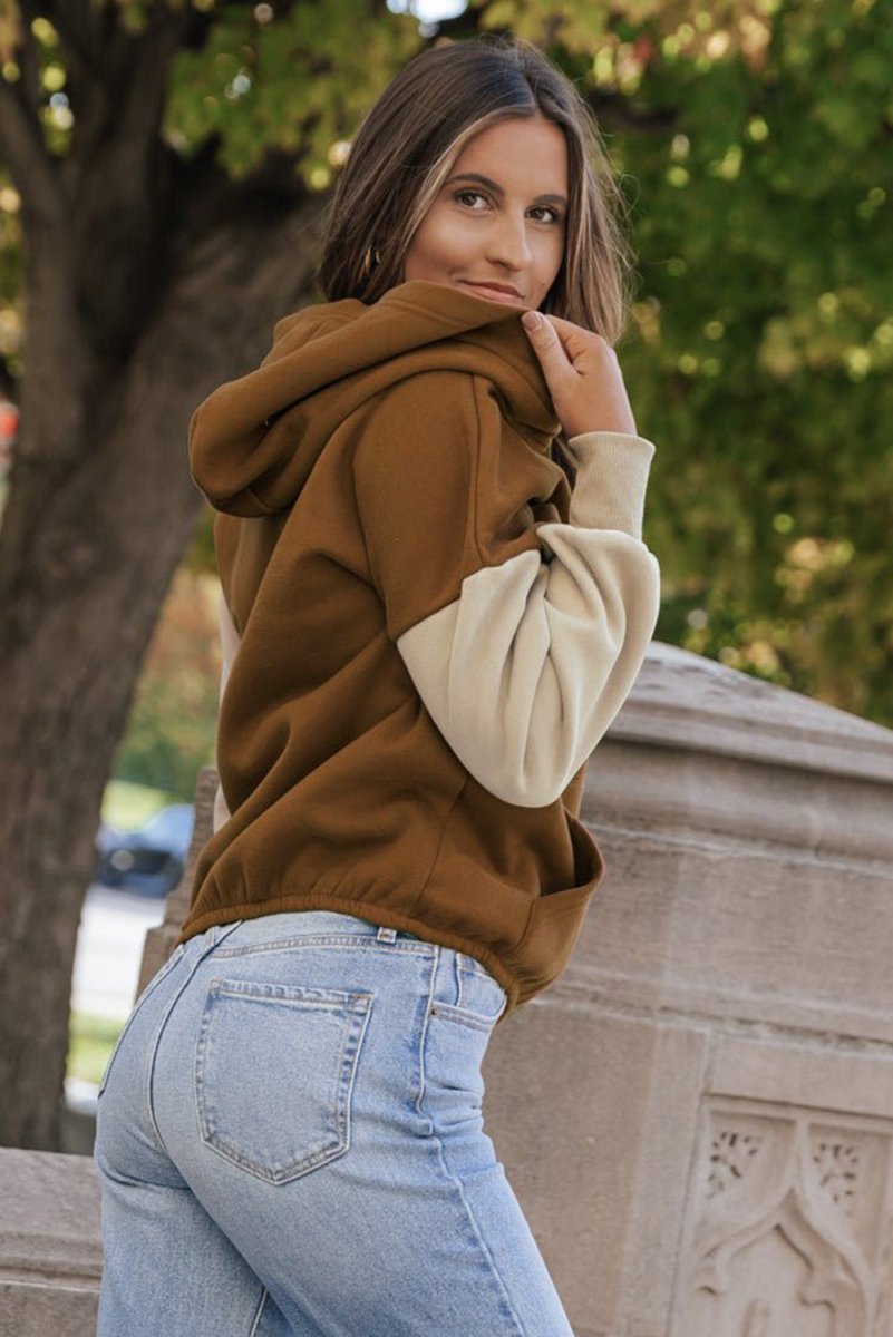 Kangaroo Cinnamon Pocketed Hoodie - Klazzi Fashion Boutique