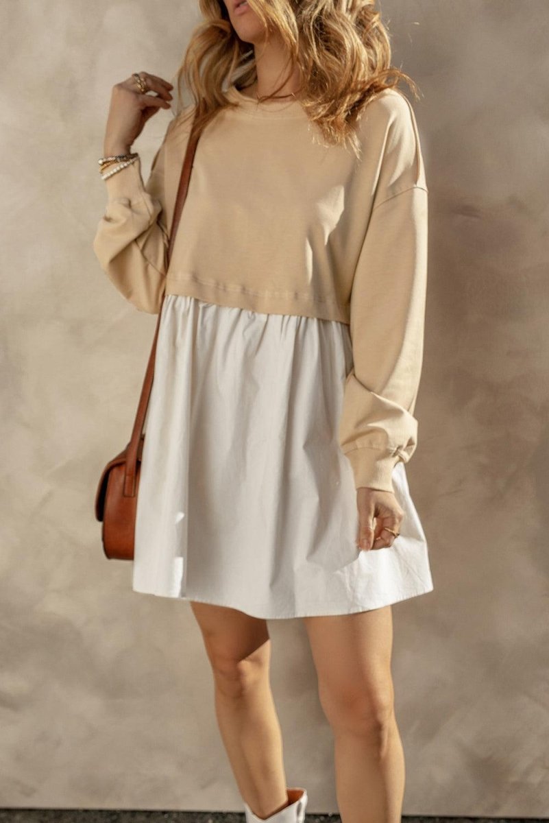 Kasey Poplin Sweatshirt Mini Dress - Klazzi Fashion Boutique