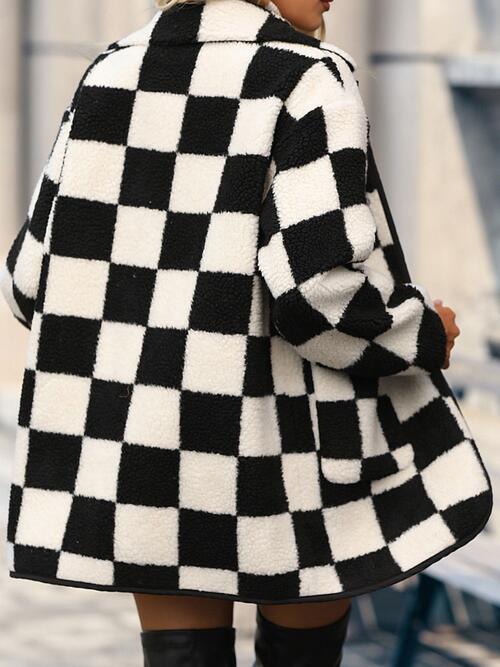 Kathy Black Checkered Button Coat - Klazzi Fashion Boutique