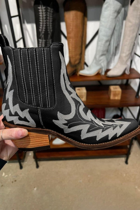 Kendall Leather Embroidered Western Booties - Klazzi Fashion Boutique