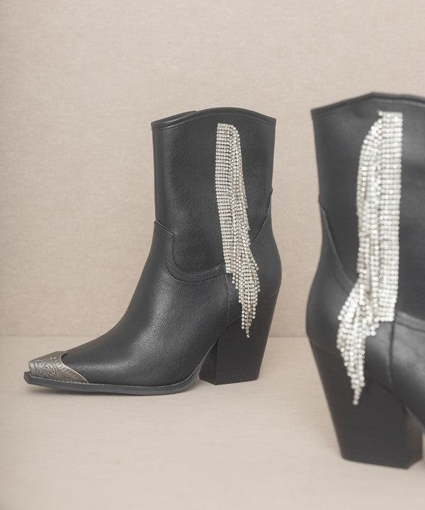 Kia Rhinestone Fringe Boots - Klazzi Fashion Boutique