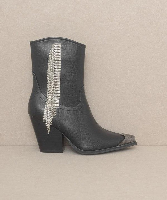 Kia Rhinestone Fringe Boots - Klazzi Fashion Boutique