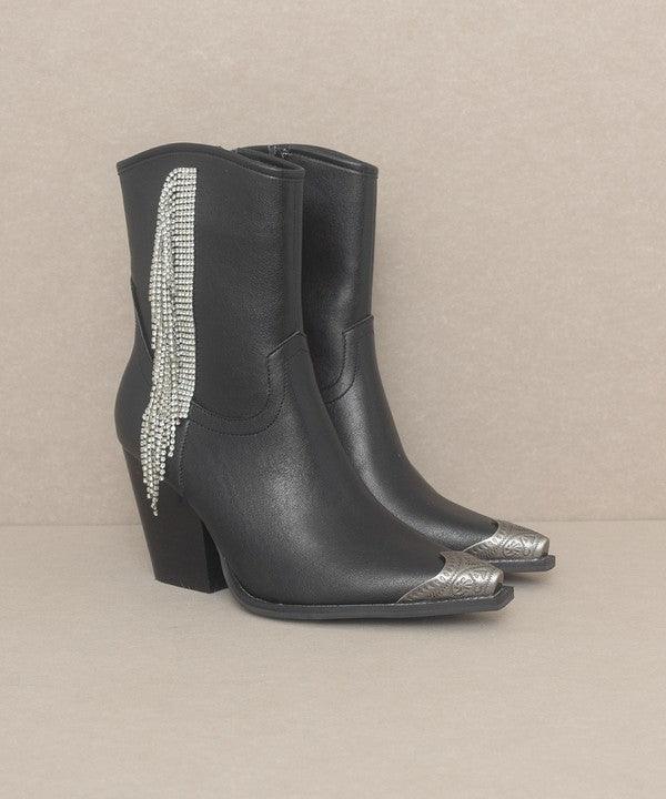 Kia Rhinestone Fringe Boots - Klazzi Fashion Boutique