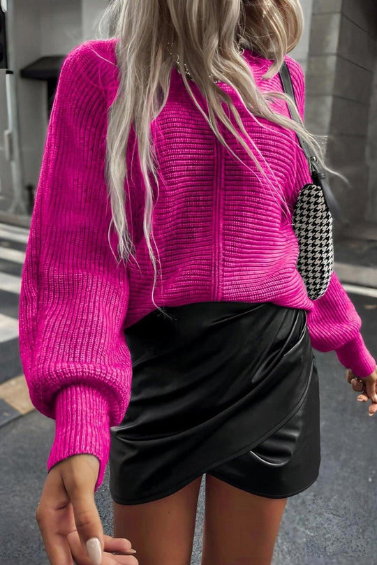 Knit Rose Pink Sweater - Klazzi Fashion Boutique