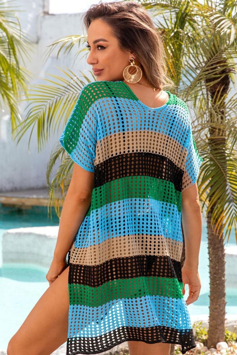 Knit Striped Tunic Cover Up - Klazzi Fashion Boutique