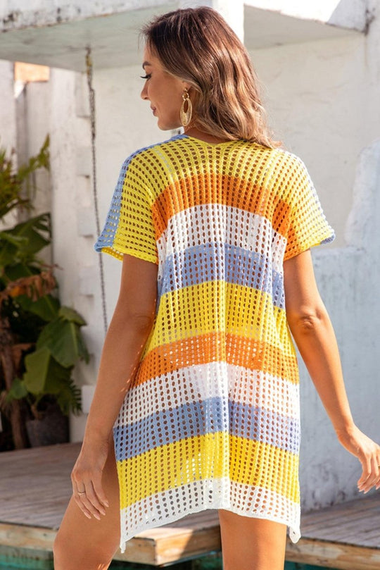 Knit Striped Tunic Cover Up - Klazzi Fashion Boutique