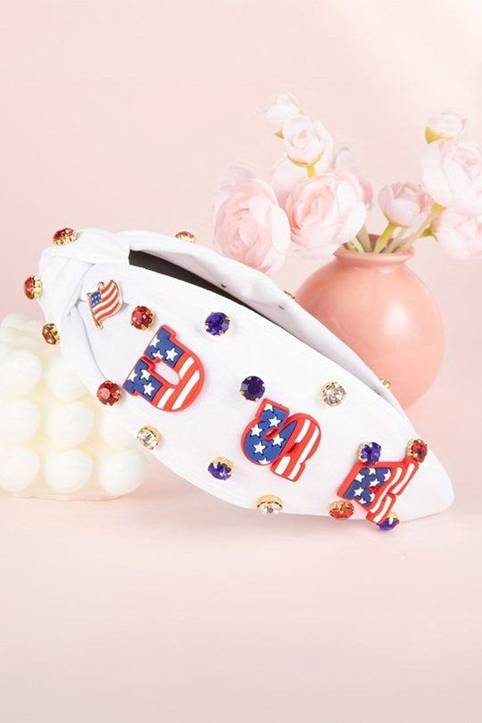 Knotted USA Flag Gem Sassy Headband - Klazzi Fashion Boutique