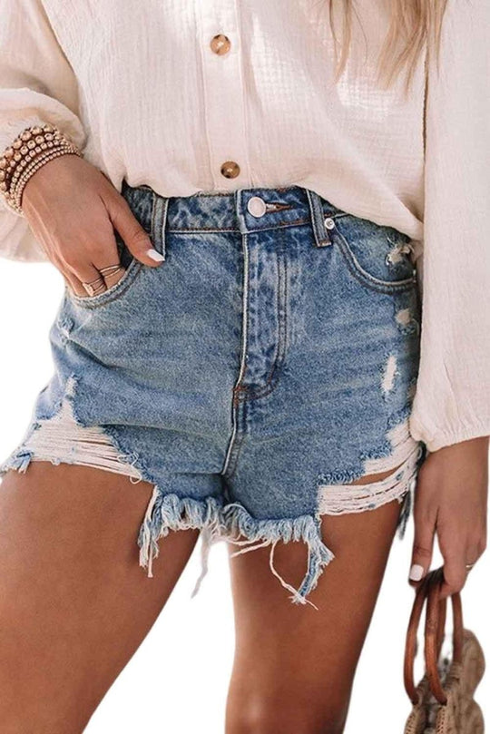 Kyle Raw Edge Distressed Denim Shorts - Klazzi Fashion Boutique