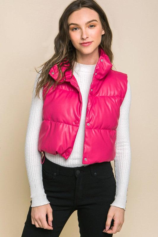 Kyndall Puffer Leather Vest - Klazzi Fashion Boutique