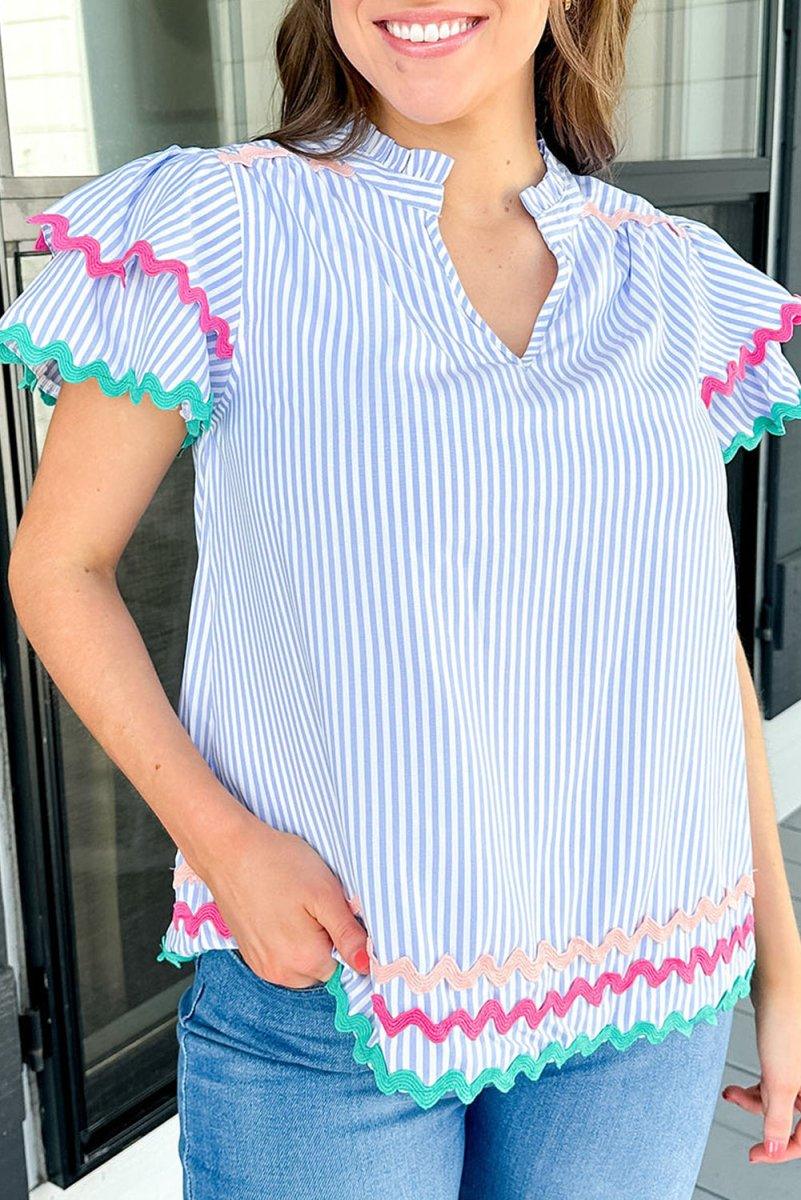 Layla Striped Zig Zag Blouse - Klazzi Fashion Boutique