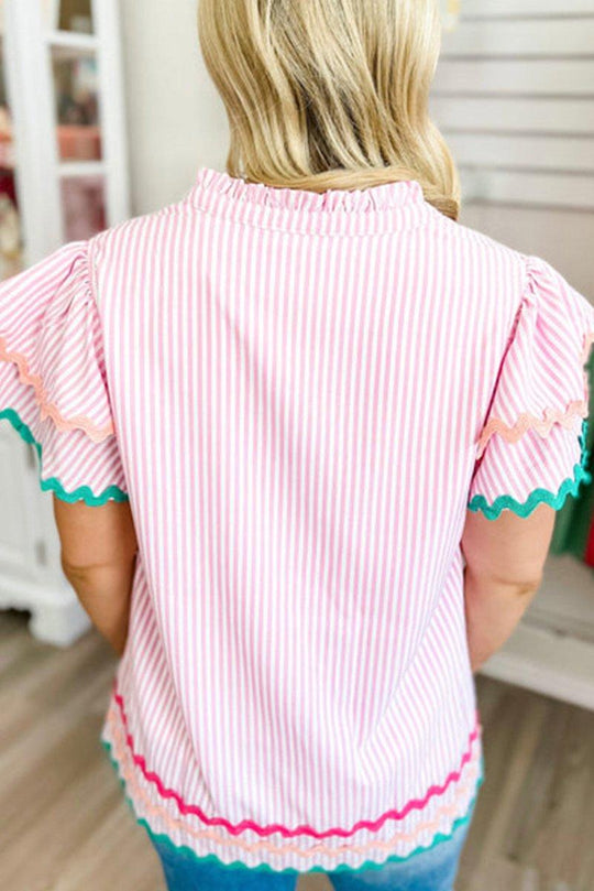 Layla Striped Zig Zag Blouse - Klazzi Fashion Boutique