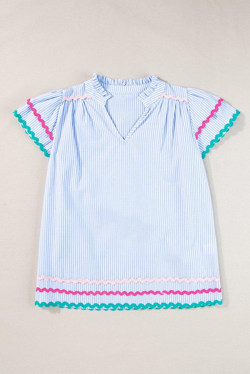 Layla Striped Zig Zag Blouse - Klazzi Fashion Boutique