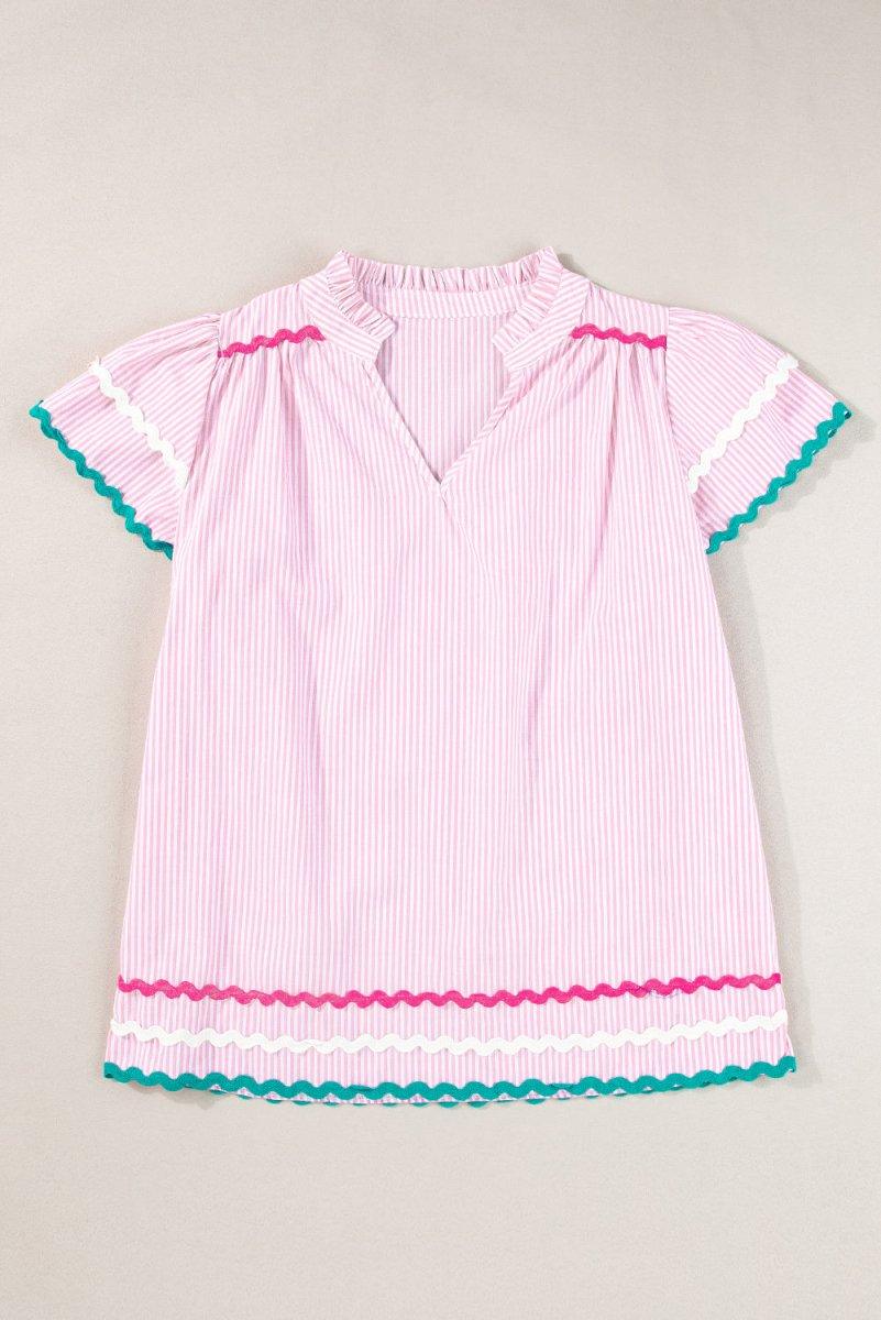 Layla Striped Zig Zag Blouse - Klazzi Fashion Boutique