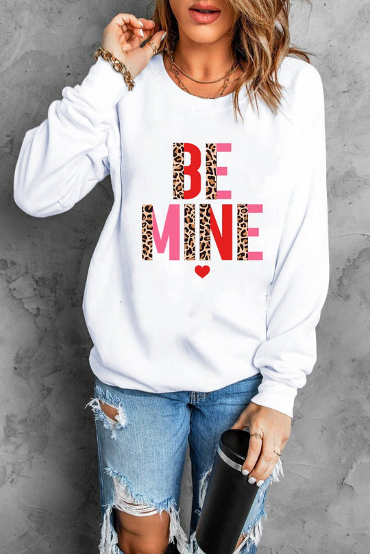 Leopard "BE MINE" Sweatshirt - Klazzi Fashion Boutique