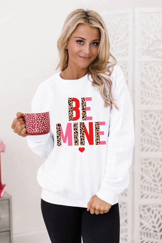 Leopard "BE MINE" Sweatshirt - Klazzi Fashion Boutique