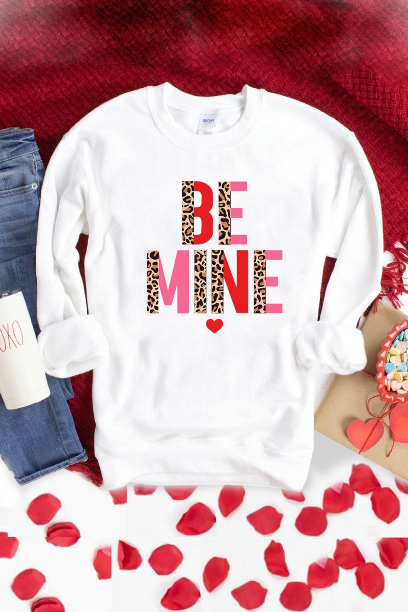 Leopard "BE MINE" Sweatshirt - Klazzi Fashion Boutique