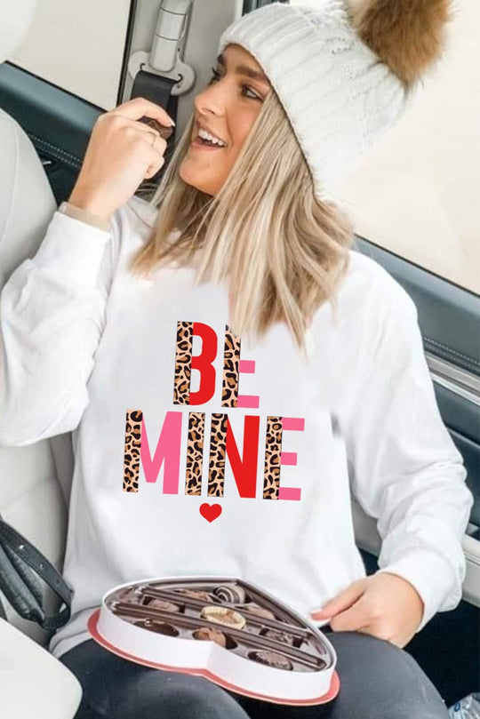 Leopard "BE MINE" Sweatshirt - Klazzi Fashion Boutique