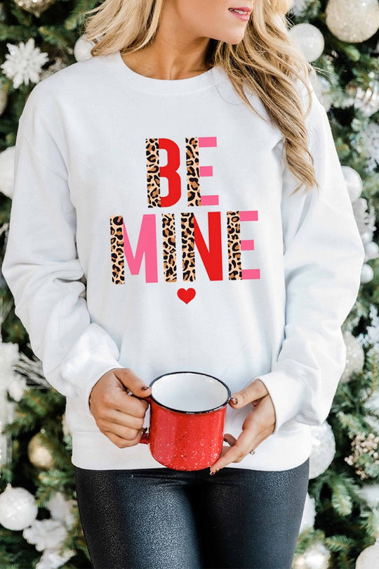 Leopard "BE MINE" Sweatshirt - Klazzi Fashion Boutique