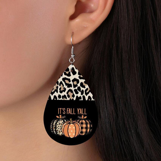 Leopard Pumpkin Leather Earrings - Klazzi Fashion Boutique