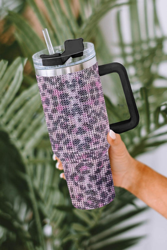 Leopard Sparkle Rhinestone Stainless Steel Insulated Cup - Klazzi Fashion Boutique