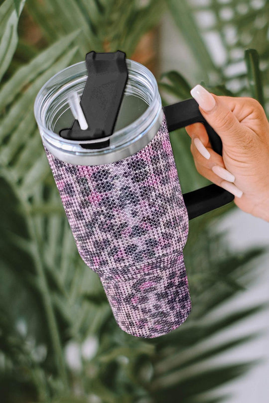 Leopard Sparkle Rhinestone Stainless Steel Insulated Cup - Klazzi Fashion Boutique