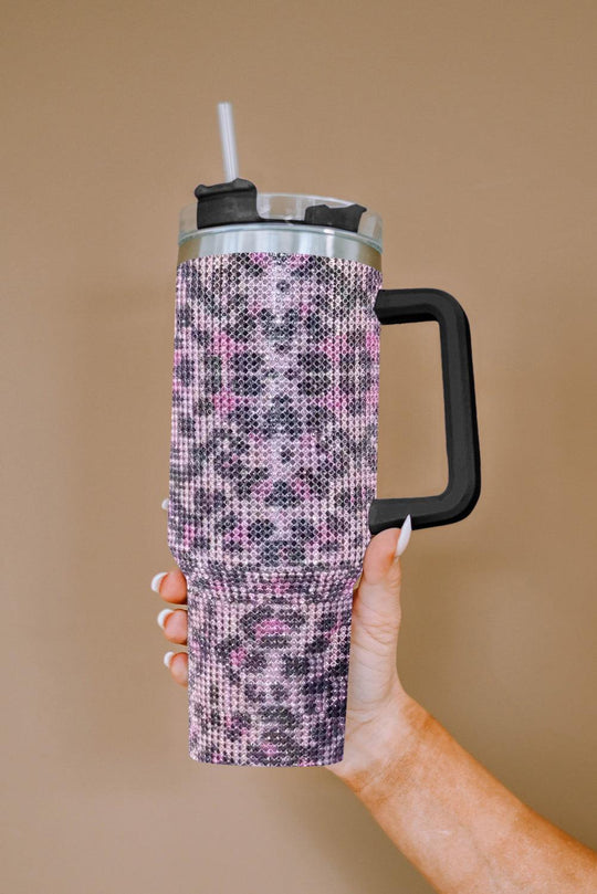 Leopard Sparkle Rhinestone Stainless Steel Insulated Cup - Klazzi Fashion Boutique