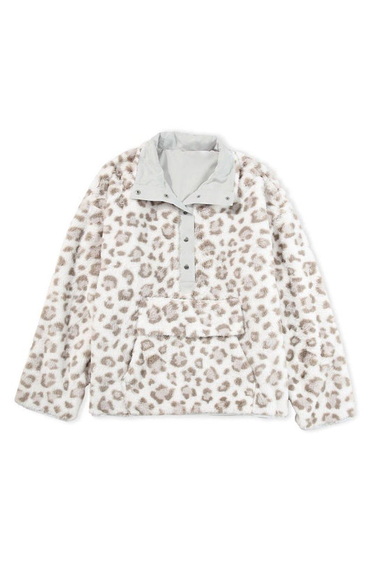 Leopard Stone Fleece Sweatshirt - Klazzi Fashion Boutique