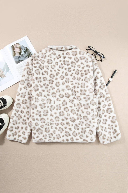 Leopard Stone Fleece Sweatshirt - Klazzi Fashion Boutique