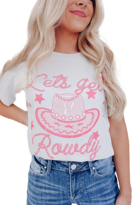 "Lets Get Rowdy" Cowgirl Hat T Shirt - Klazzi Fashion Boutique