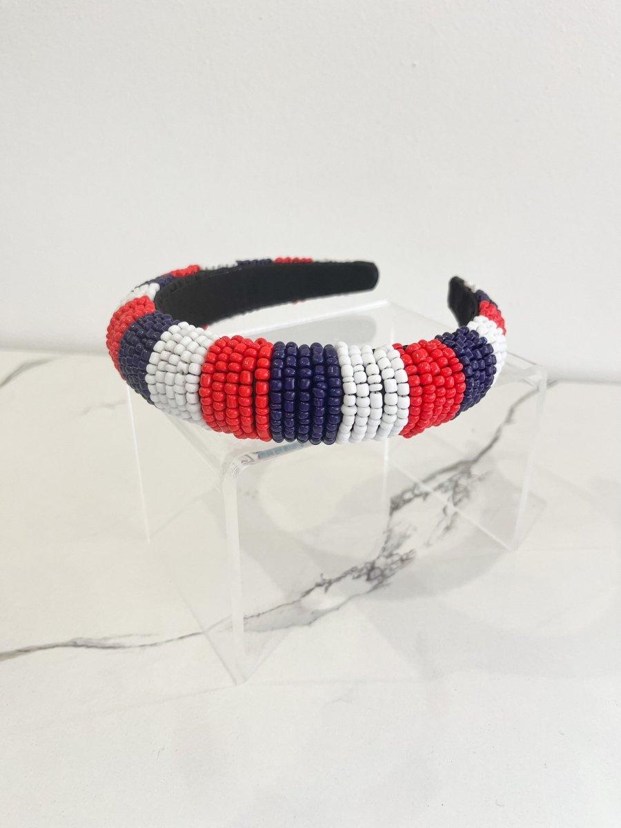 Liberty Striped Beaded Headband - Klazzi Fashion Boutique