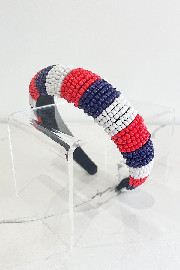 Liberty Striped Beaded Headband - Klazzi Fashion Boutique