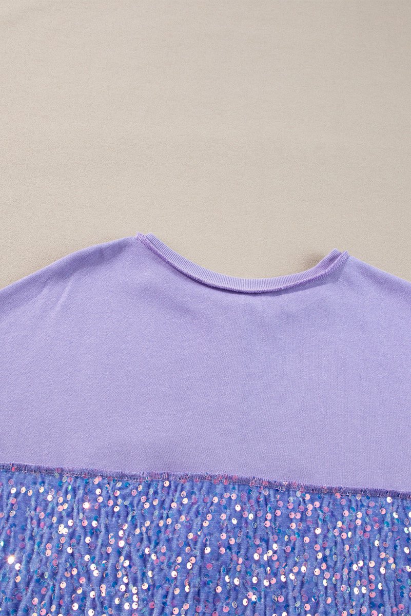 Lilac Sequin Henley Sweatshirt - Klazzi Fashion Boutique