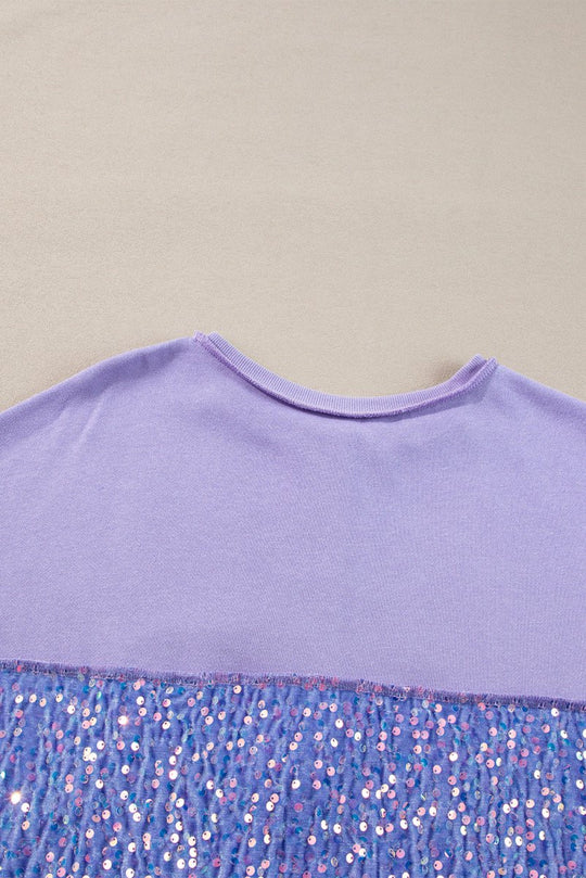 Lilac Sequin Henley Sweatshirt - Klazzi Fashion Boutique