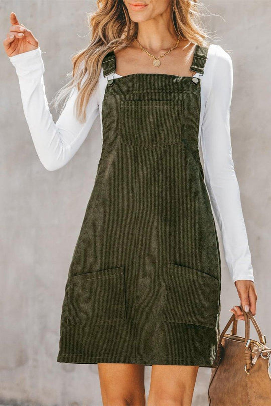 Lillie Corduroy Overall Dress - Klazzi Fashion Boutique