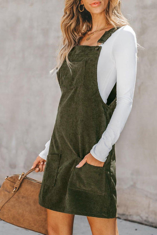 Lillie Corduroy Overall Dress - Klazzi Fashion Boutique