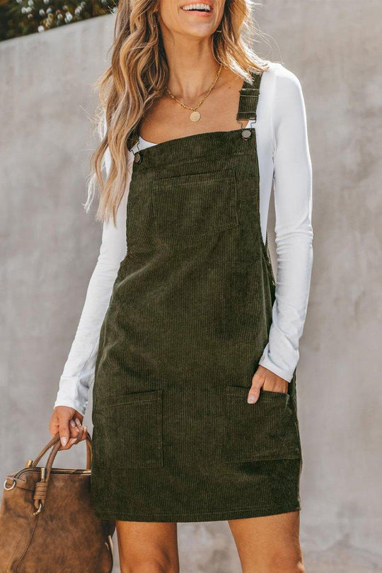 Lillie Corduroy Overall Dress - Klazzi Fashion Boutique