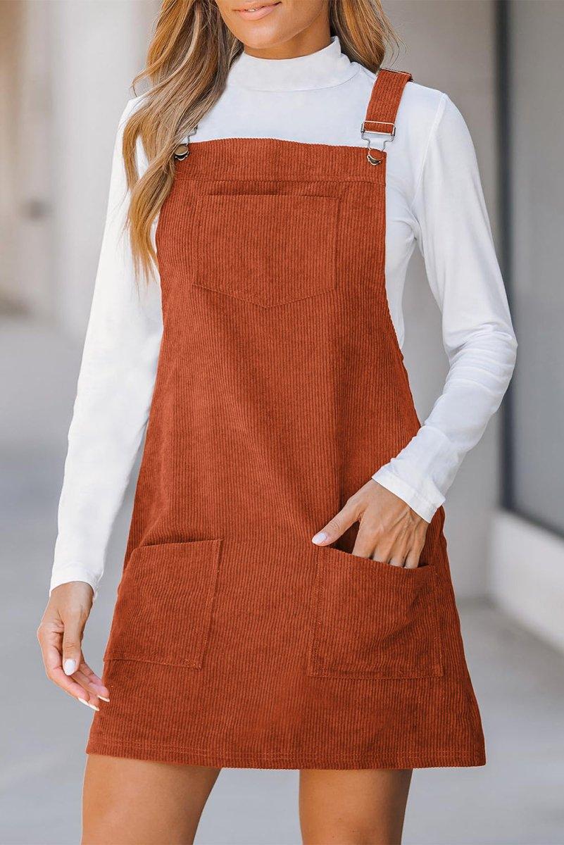 Lillie Corduroy Overall Dress - Klazzi Fashion Boutique