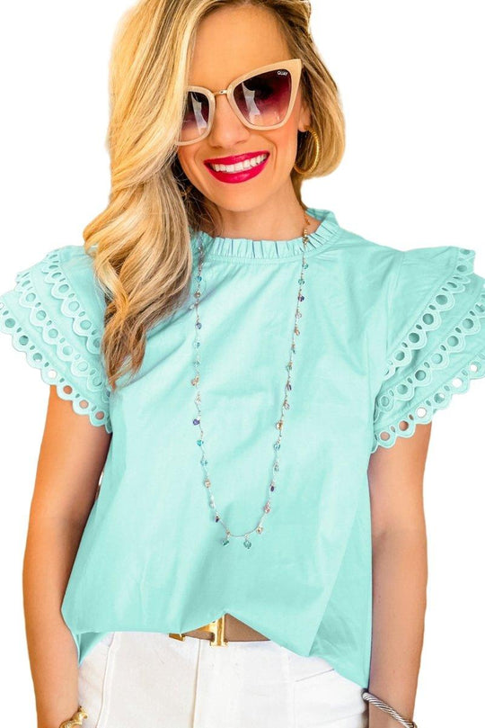 Lindsey Layered Cap Sleeve Blouse - Klazzi Fashion Boutique