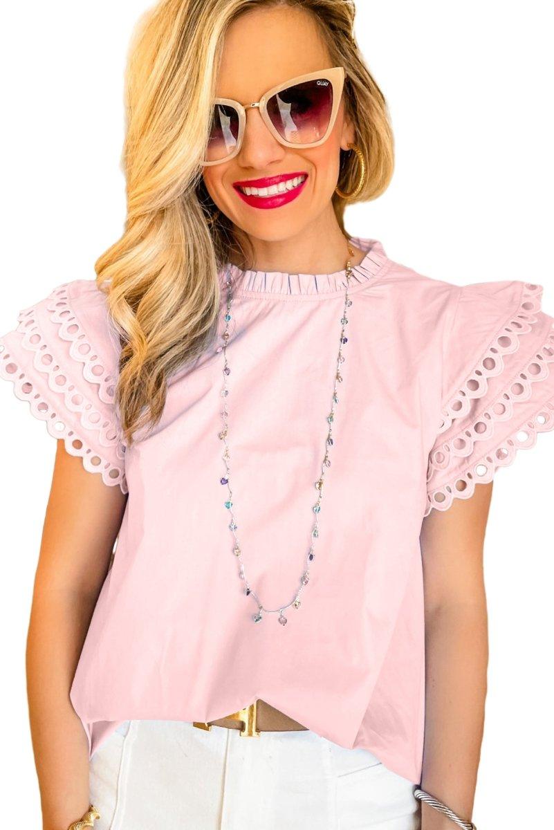 Lindsey Layered Cap Sleeve Blouse - Klazzi Fashion Boutique