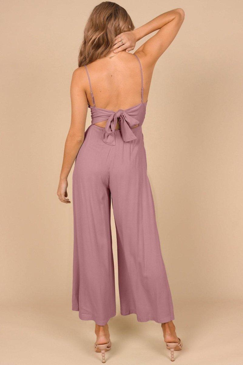 Lizzy Backless Knot Wide - Leg Jumpsuit - Klazzi Fashion Boutique