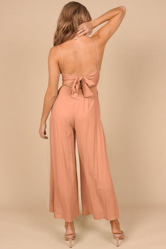 Lizzy Backless Knot Wide - Leg Jumpsuit - Klazzi Fashion Boutique