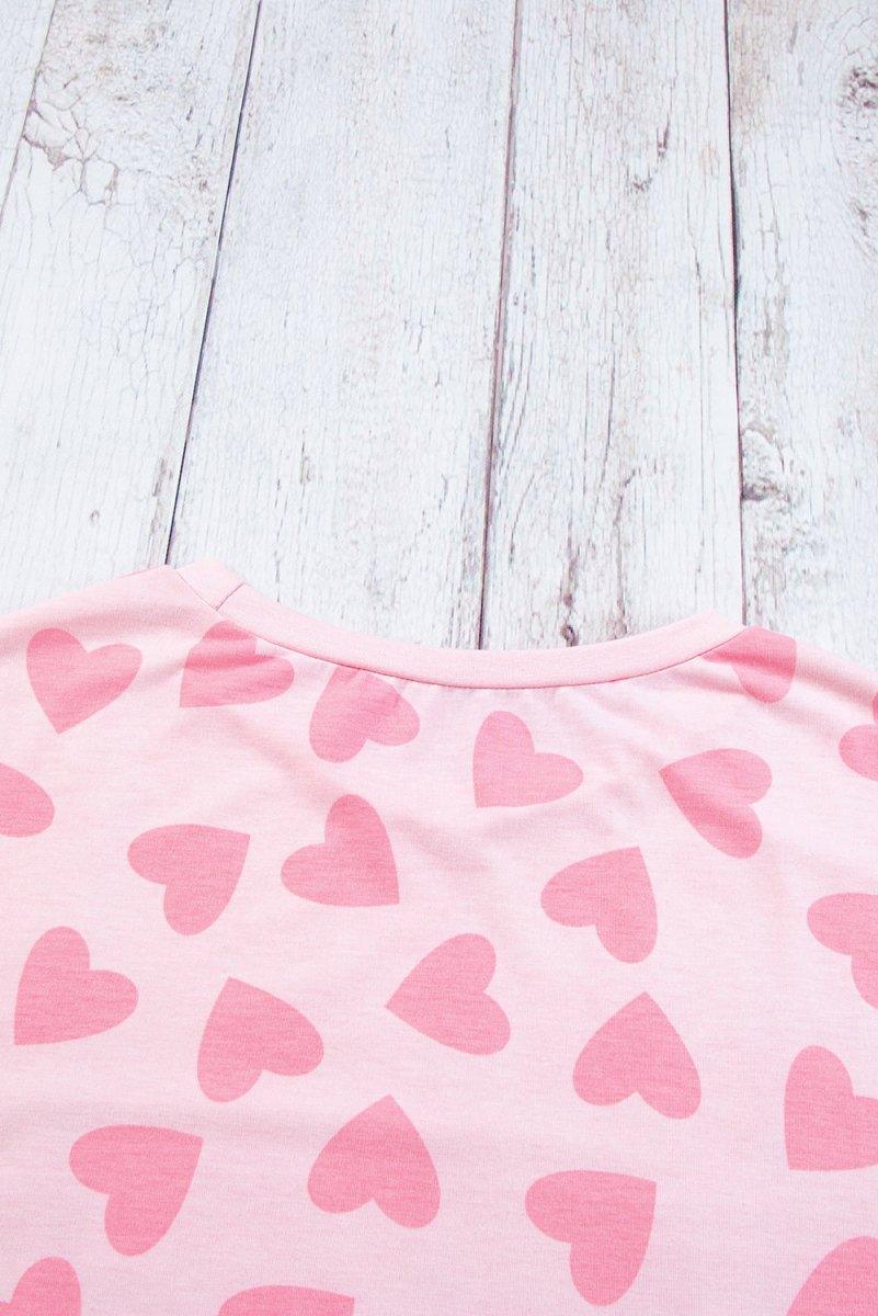 Lots Of Love Pink Valentine Hearts Long Sleeve Shorts Lounge Set - Klazzi Fashion Boutique