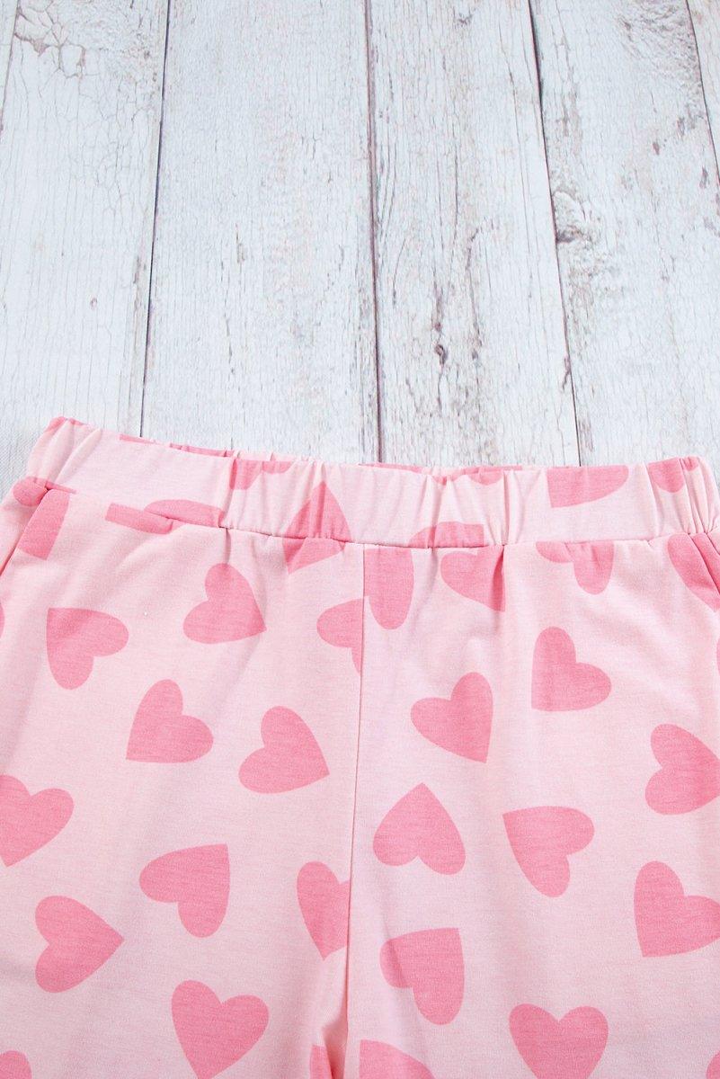 Lots Of Love Pink Valentine Hearts Long Sleeve Shorts Lounge Set - Klazzi Fashion Boutique