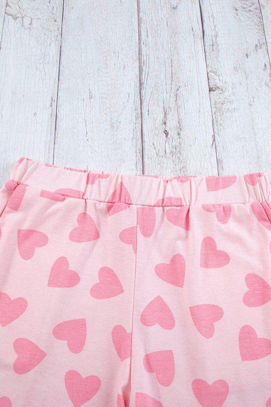 Lots Of Love Pink Valentine Hearts Long Sleeve Shorts Lounge Set - Klazzi Fashion Boutique