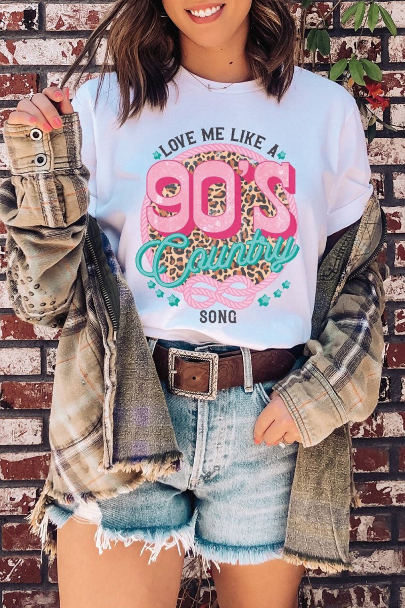 "LOVE ME LIKE A 90’S COUNTRY SONG" White Graphic Tee - Klazzi Fashion Boutique